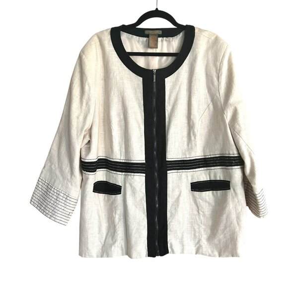 Anne Carson Jackets & Blazers - Vtg Anne Carson Linen Jacket • Women’s 3X • Cream Coastal Grandma